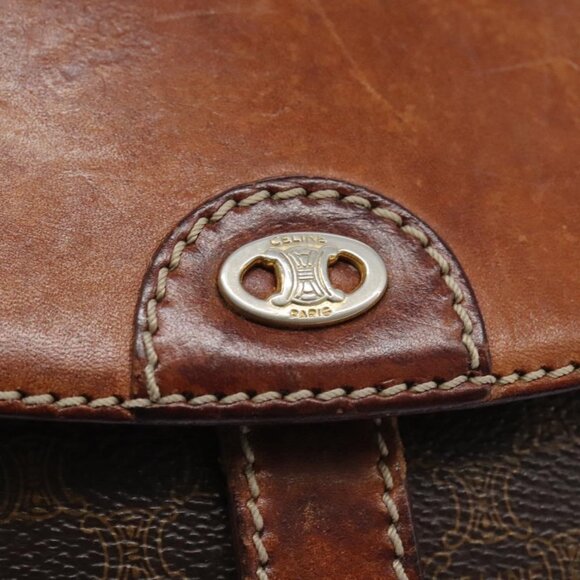 CELINE Macadam Canvas Shoulder Bag PVC Leather Brown - Picture 8 of 16